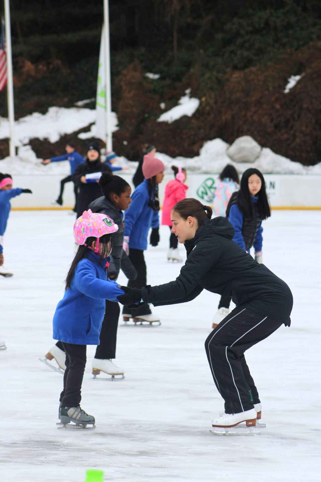 Winter Dreams students practicing skating skills